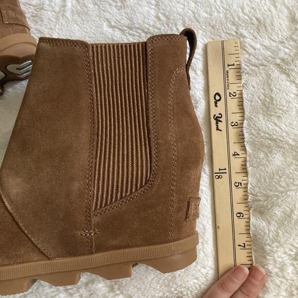 Sorel Joan Of Arctic Wedge Chelsea Boot Brown Suede Waterproof Ankle 8.5 - Picture 3 of 13